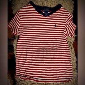 Polo by Ralph Lauren Red and White Striped Tee